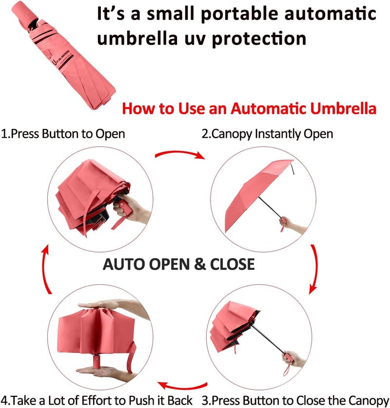 BAODINI Small UV Protection Travel Umbrella Compact for Rain and Sun UPF 50+ Windproof Portable 42 inch Umbrella for Women and Men - Image 3